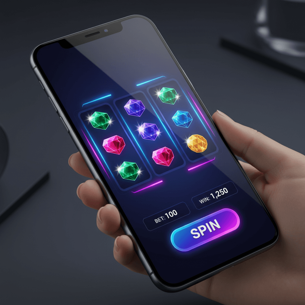 Slot game with vibrant reels and winning symbols